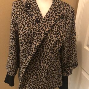 Chicos Leopard Print Jacket with Black Accents